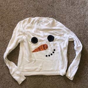 Bethany Mota x Aeropostale Glitter Snowman Cream Sweater